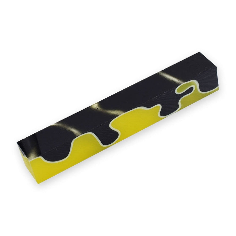 Pen blank - Acryl - 130x20x20 mm - Zitronengelb und Schwarz mit weißer Linie - Pfeifenecke